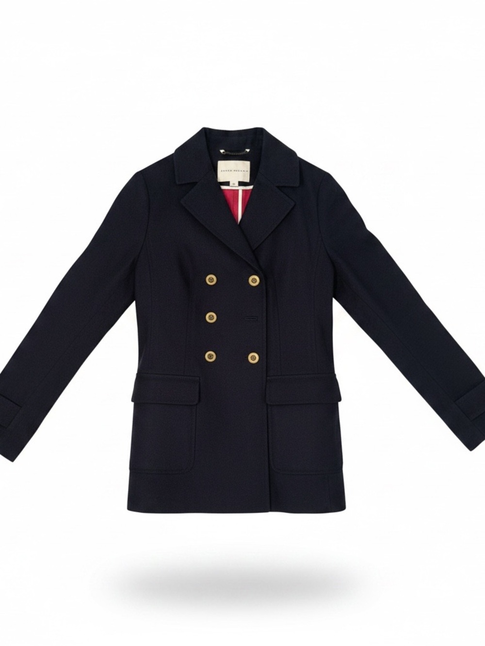 Banana Republic Double-Breasted Navy Pea Coat Blazer with Gold Buttons